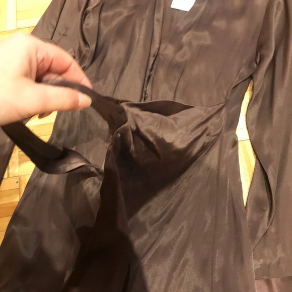 Zara Chocolate Satin Wrap Dress​ - Picture 4 of 7